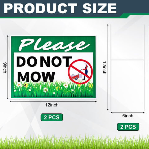 Soaoo please dont mow sign with metal stake, side view for multi-direction visibility.