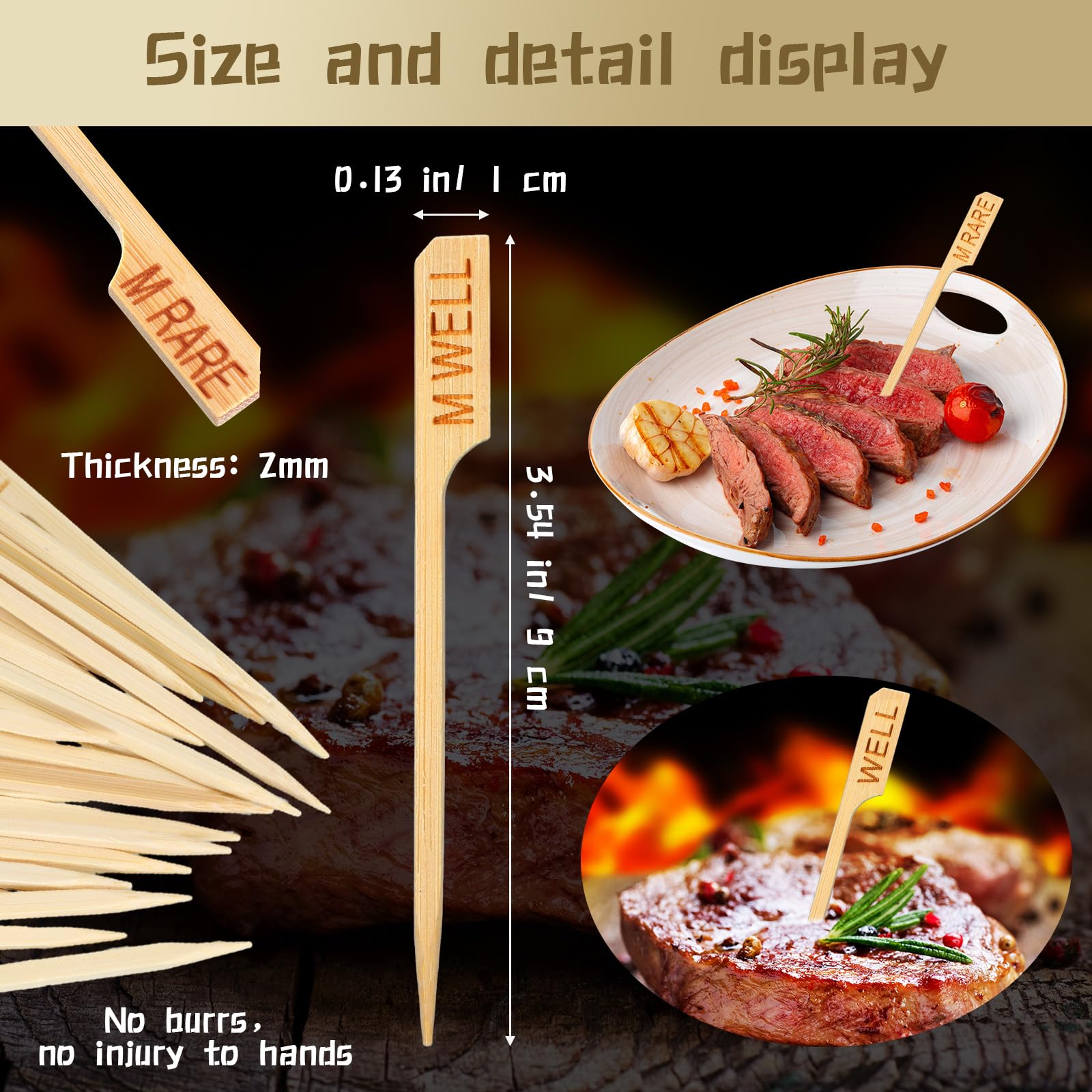 Soaoo steak markers show rare to well for precise grilling cues