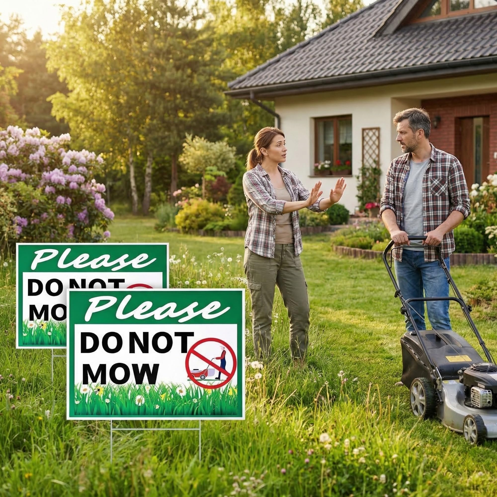 Soaoo two-pack sign with stakes shown for multiple placements.