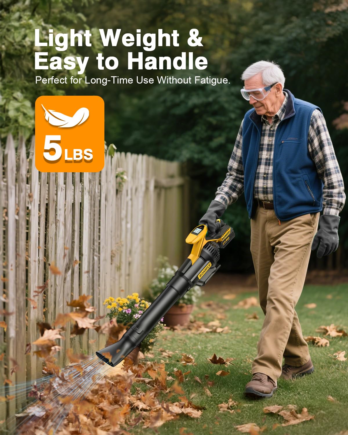 Detachable tube enables easy storage in garage or car trunk.