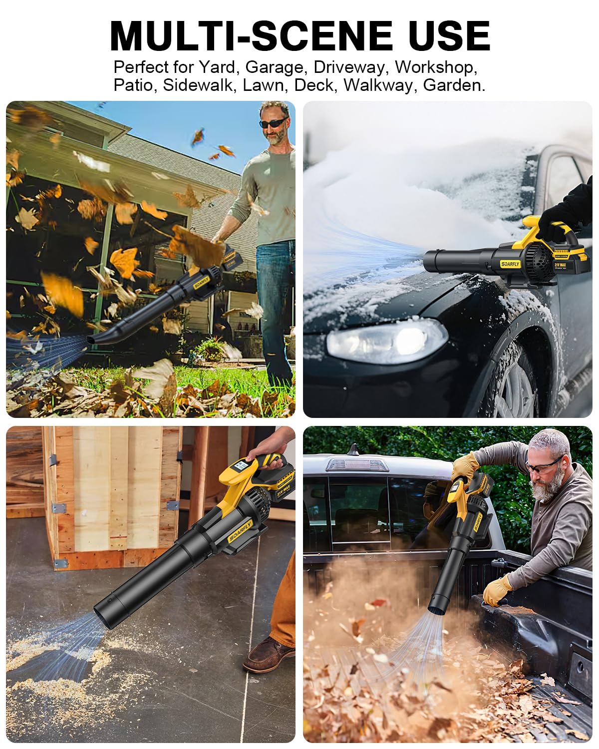 Short nozzle provides focused, powerful blowing for tight spots.
