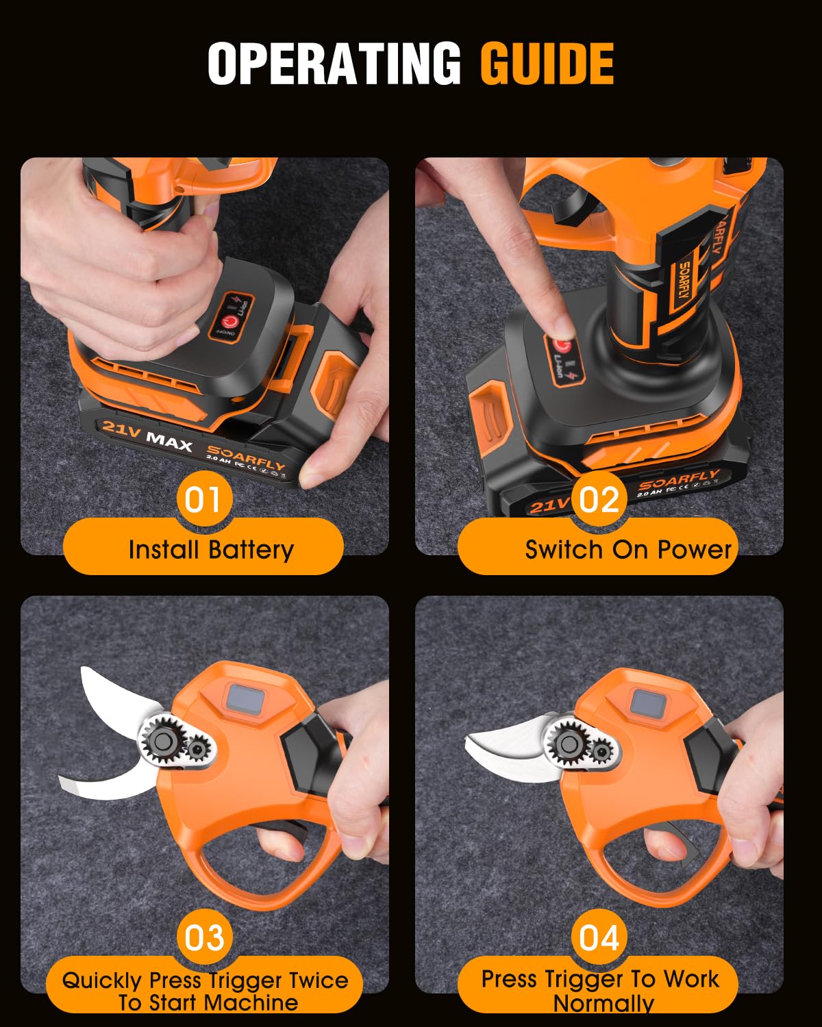 SOARFLY pruning shears included accessories and case for complete pruning kit