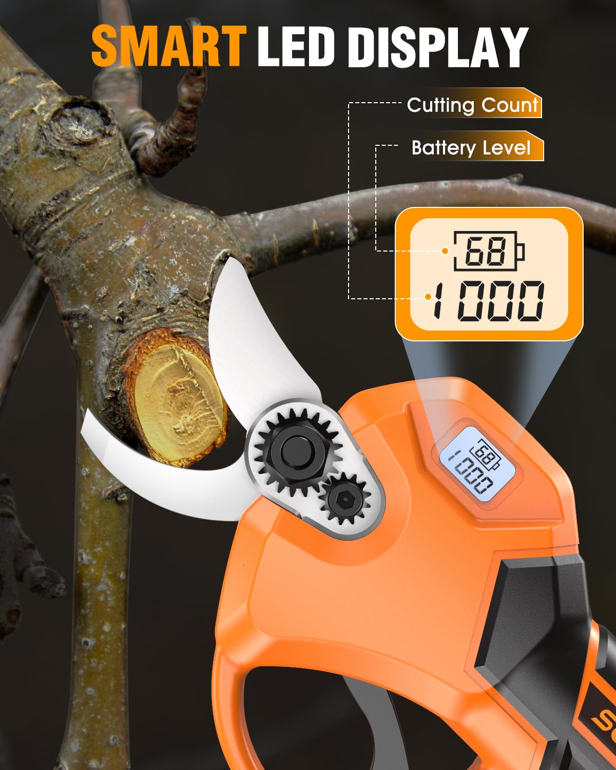 SOARFLY pruning shears battery pack image illustrating dual 2.0Ah cells