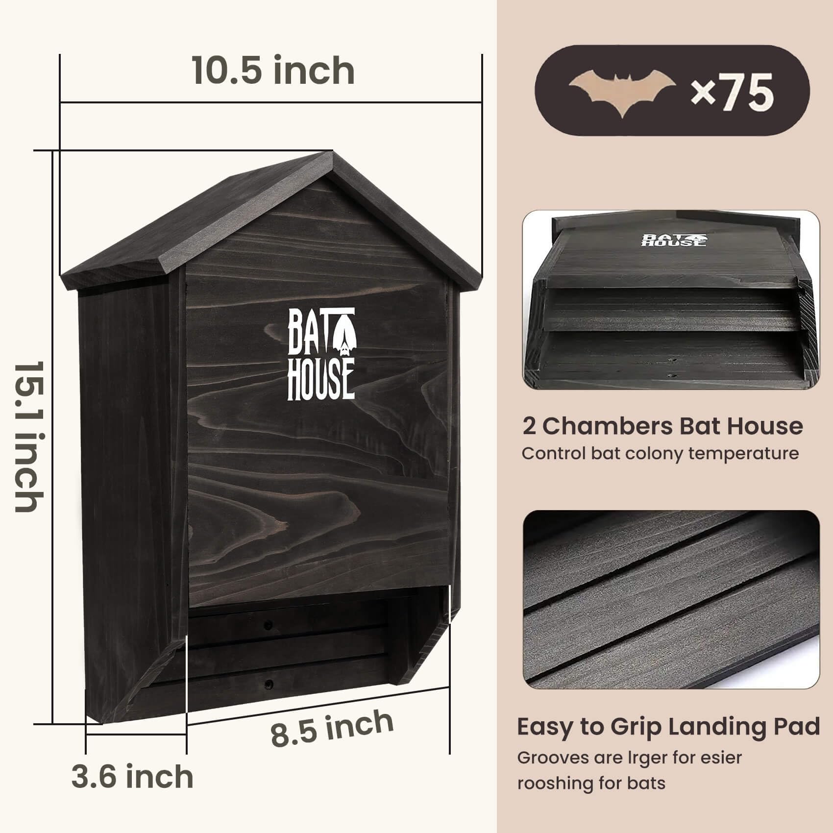 Sobalai bat box landing roost alcove easing entry for roosting bats and encouraging observation.