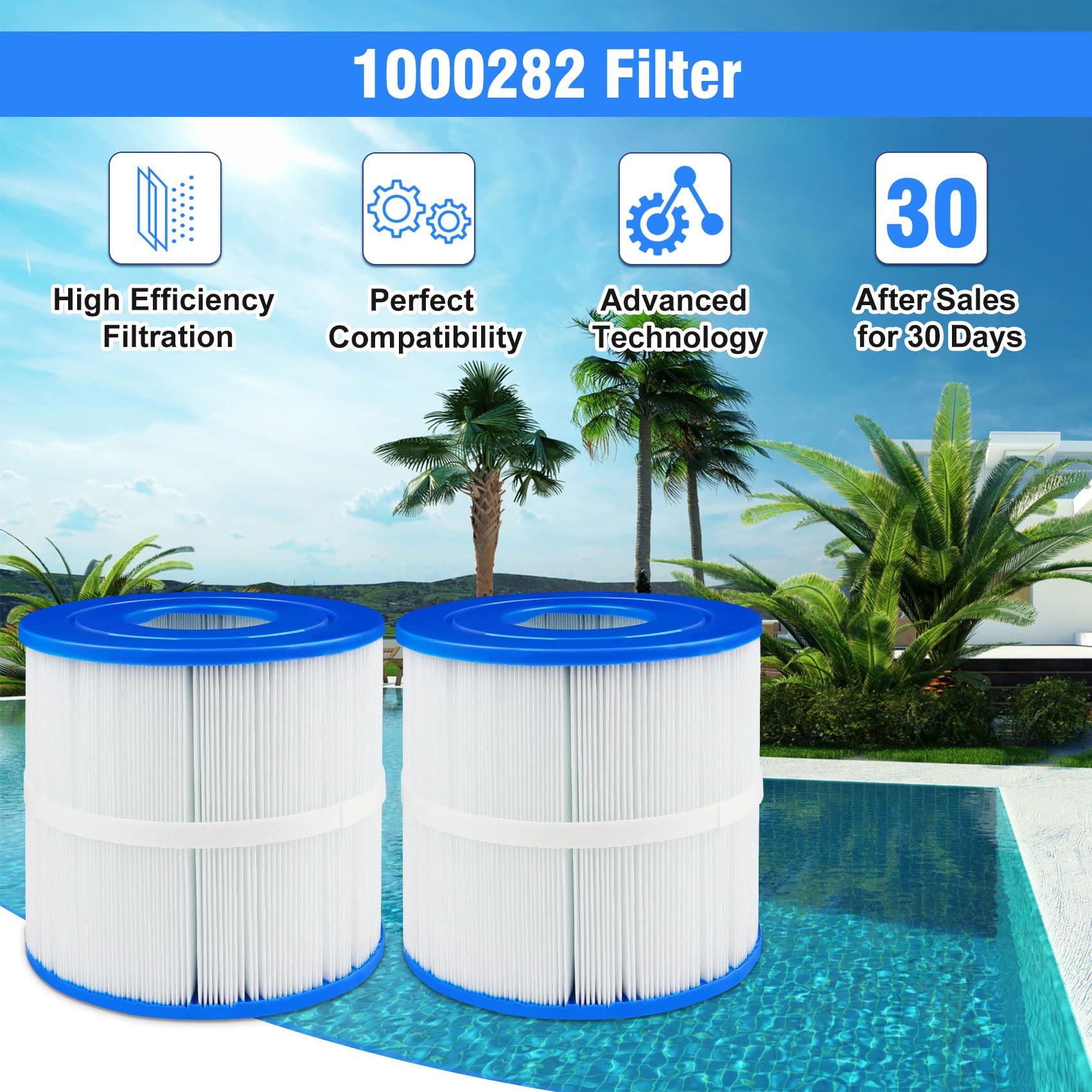Sobalai easy-clean spa filter maintains spa clarity with regular maintenance.