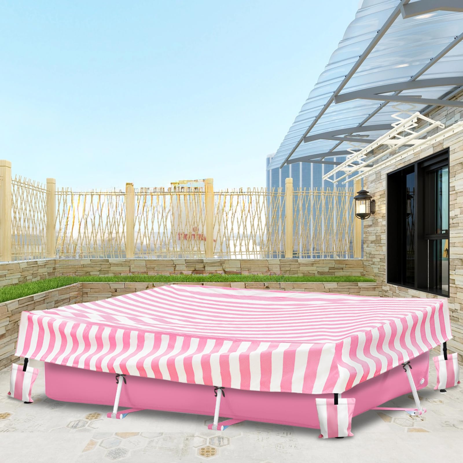 Sobana pink pool cover designed for easy storage and quick removal