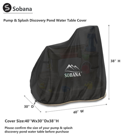 Sobana kids water table cover side view with easy-install handles for quick setup.