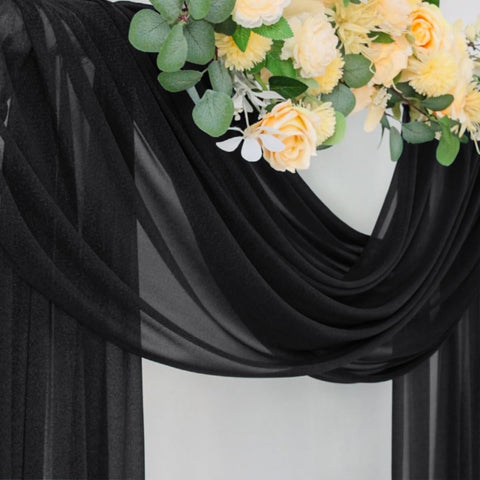 Socomi Black Sheer Wedding Decor Backdrop for ceremony and reception.