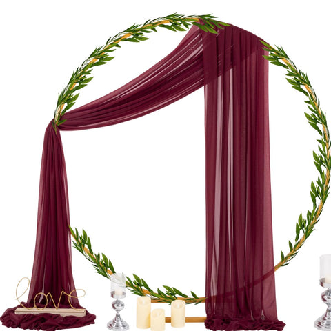Socomi burgundy sheer backdrop elevates outdoor ceremonies with elegant, flowing drape.