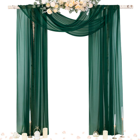 Socomi emerald green sheer arch drape over ceremony arch for elegant backdrop