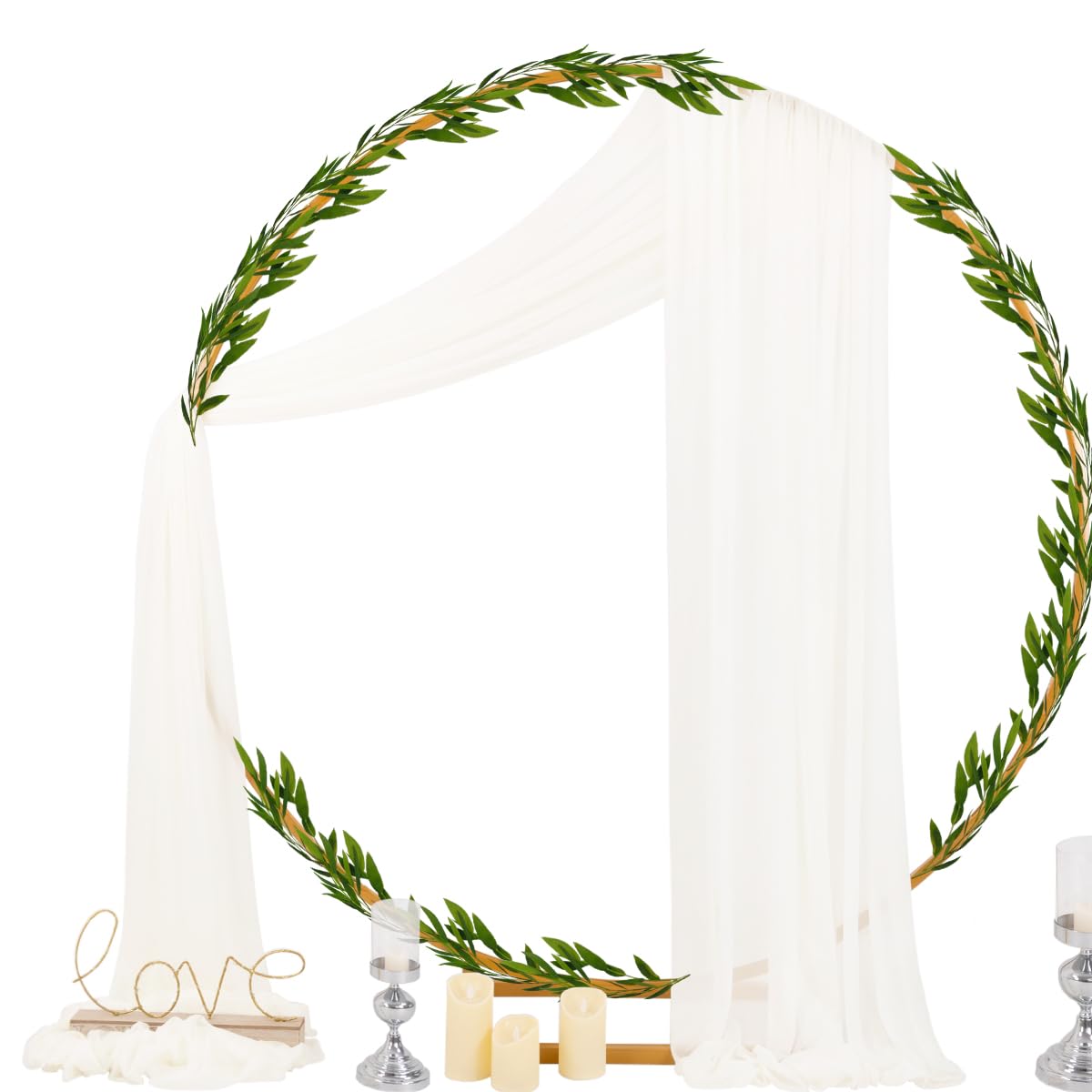Socomi Ivory White wedding arch draping fabric full panel on display for archways and backdrops.