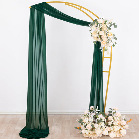 Outdoor ceremony with Socomi emerald green sheer drape enhancing decor