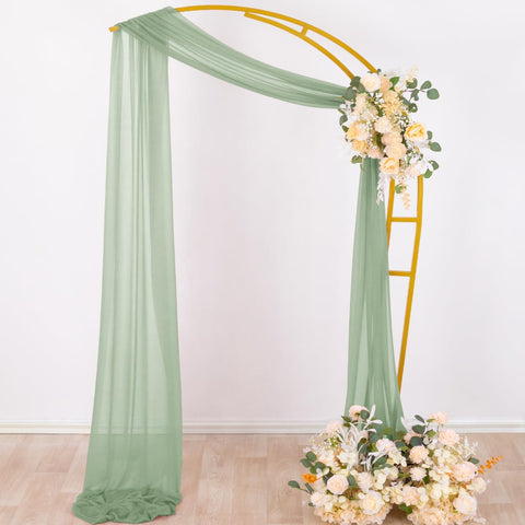 Socomi outdoor ceremony drape in sage green adds airy, graceful ambiance