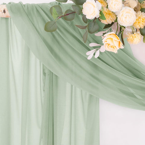 Socomi sage green bridal shower drapes with soft, elegant décor for celebrations