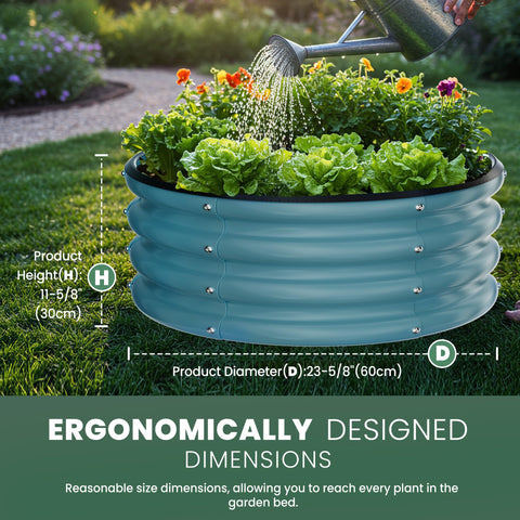 SOCONT teal blue bed installed outdoors on a patio or yard.