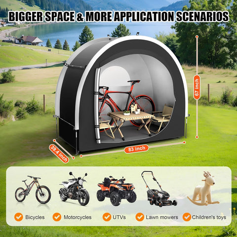 SOFFRIA shed assembled quickly, ideal for bike storage