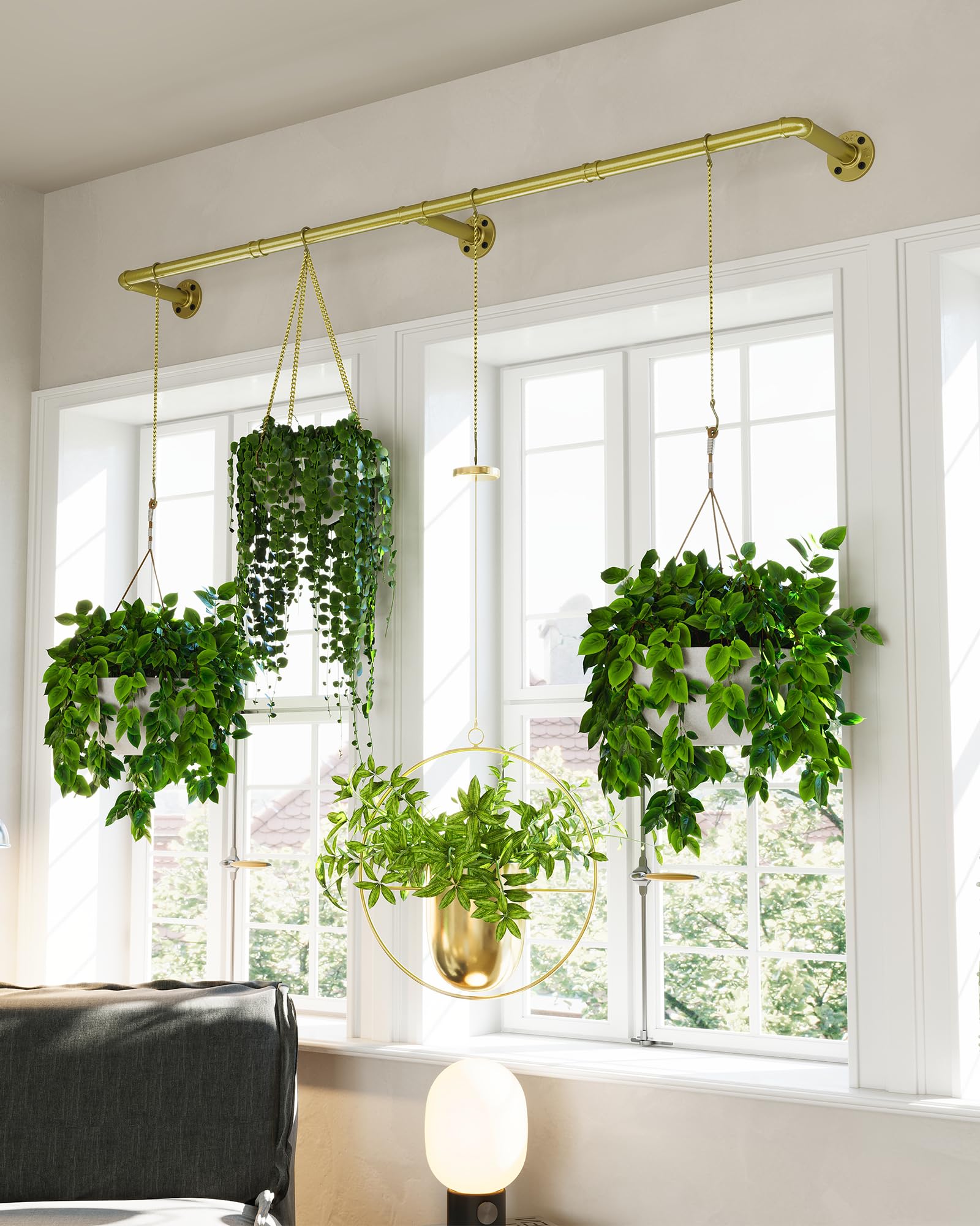 SOFITORG hanging plant bar with 6 chains supporting plants