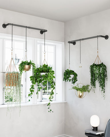 SOFITORG metal hanging bar in black finish suits industrial style.