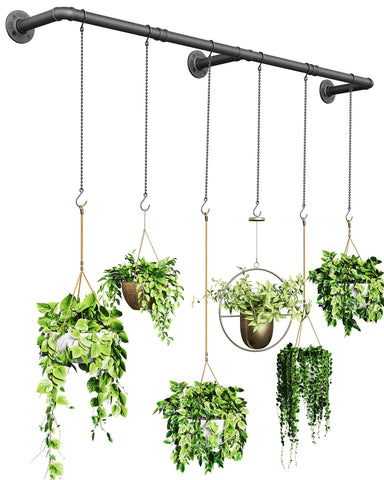 SOFITORG plant hanging rod with six chains keeps greenery organized for a neat display