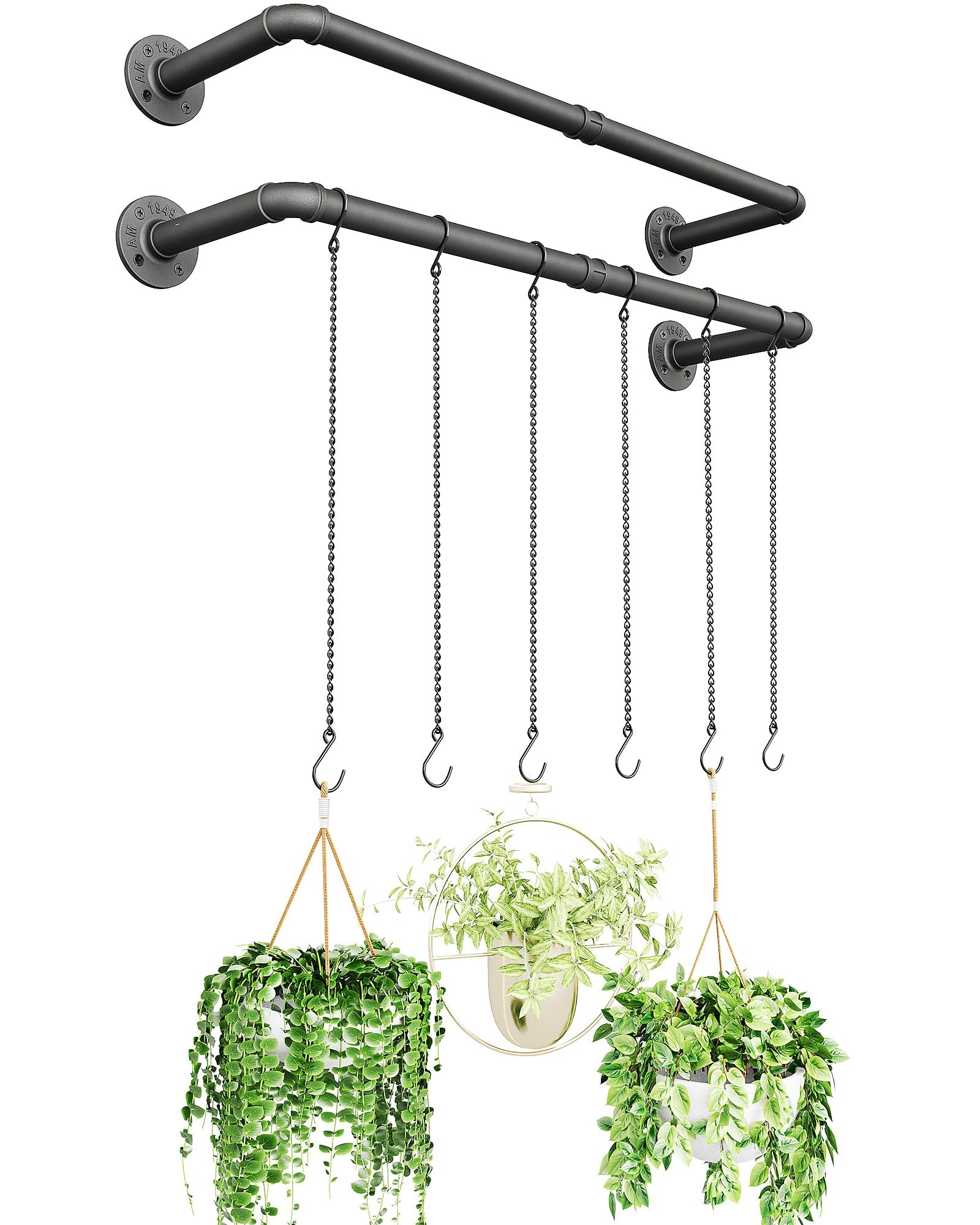 SOFITORG plant hanging rod with six chains for organized indoor display.