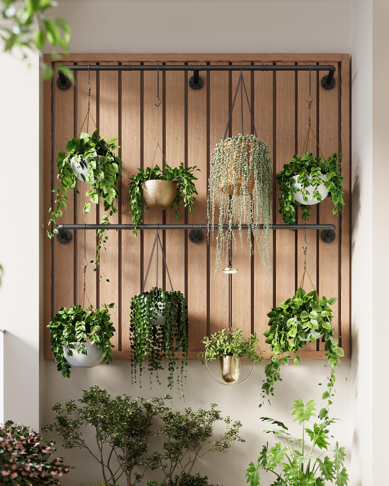 SOFITORG 65.7 inch black iron bar spans a window for vertical display