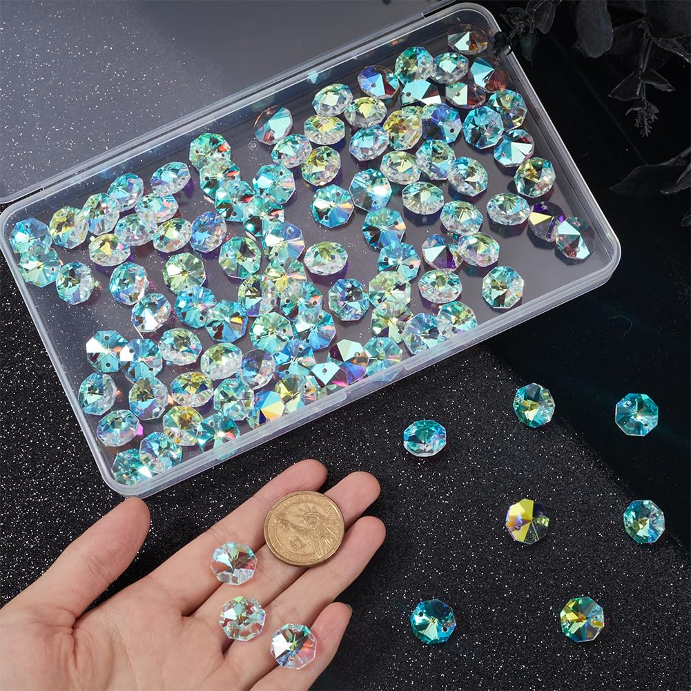 SOFPLATE faceted octagon beads reflecting light for sparkling DIY jewelry pieces.