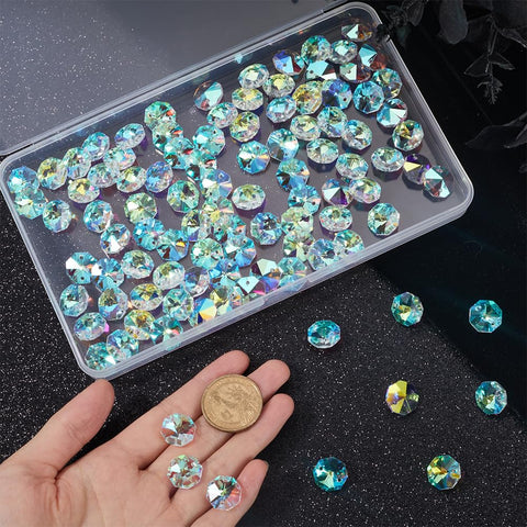 SOFPLATE faceted octagon beads reflecting light for sparkling DIY jewelry pieces.