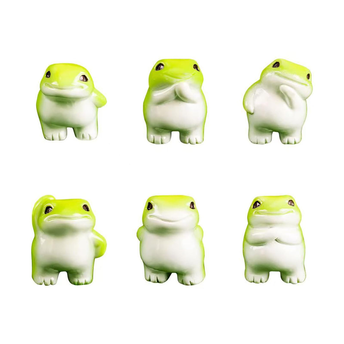SOFREELIU mini resin frog figurines for desk decor and playful garden accents.