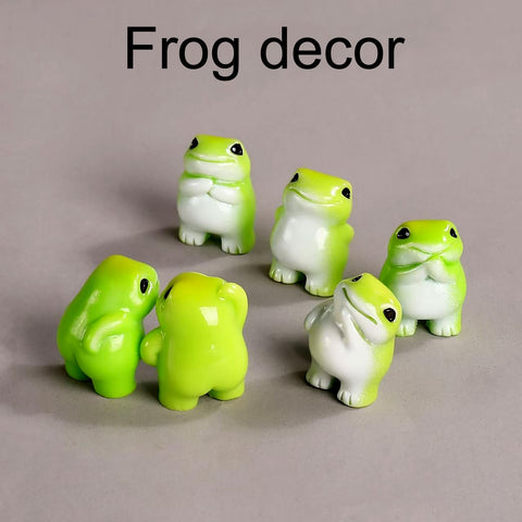 SOFREELIU six frogs with varied poses offer charming shelf accents.