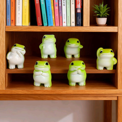 SOFREELIU six-character frog poses offer playful storytelling décor.
