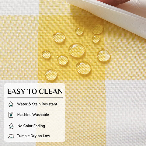 Softalker wrinkle-resistant tablecloth draped for tidy, easy hosting.