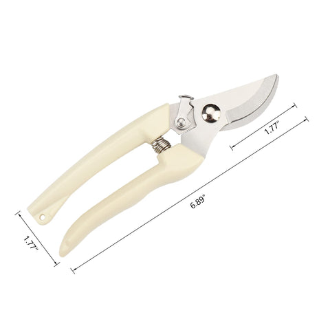 SoftSense ergonomic pruning tool in action for flowers, bonsai, and fruit picking.