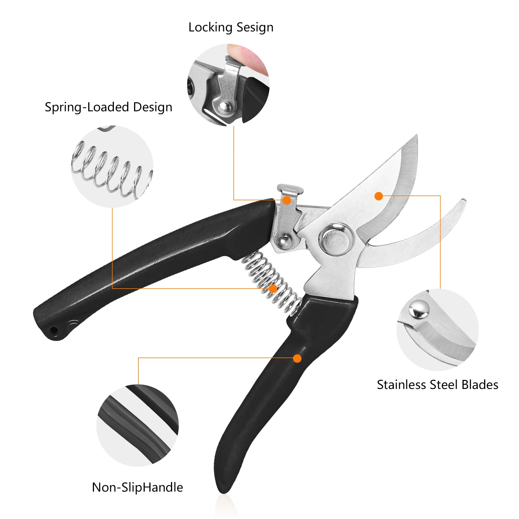 SoftSense garden scissors locking mechanism secured for safe storage