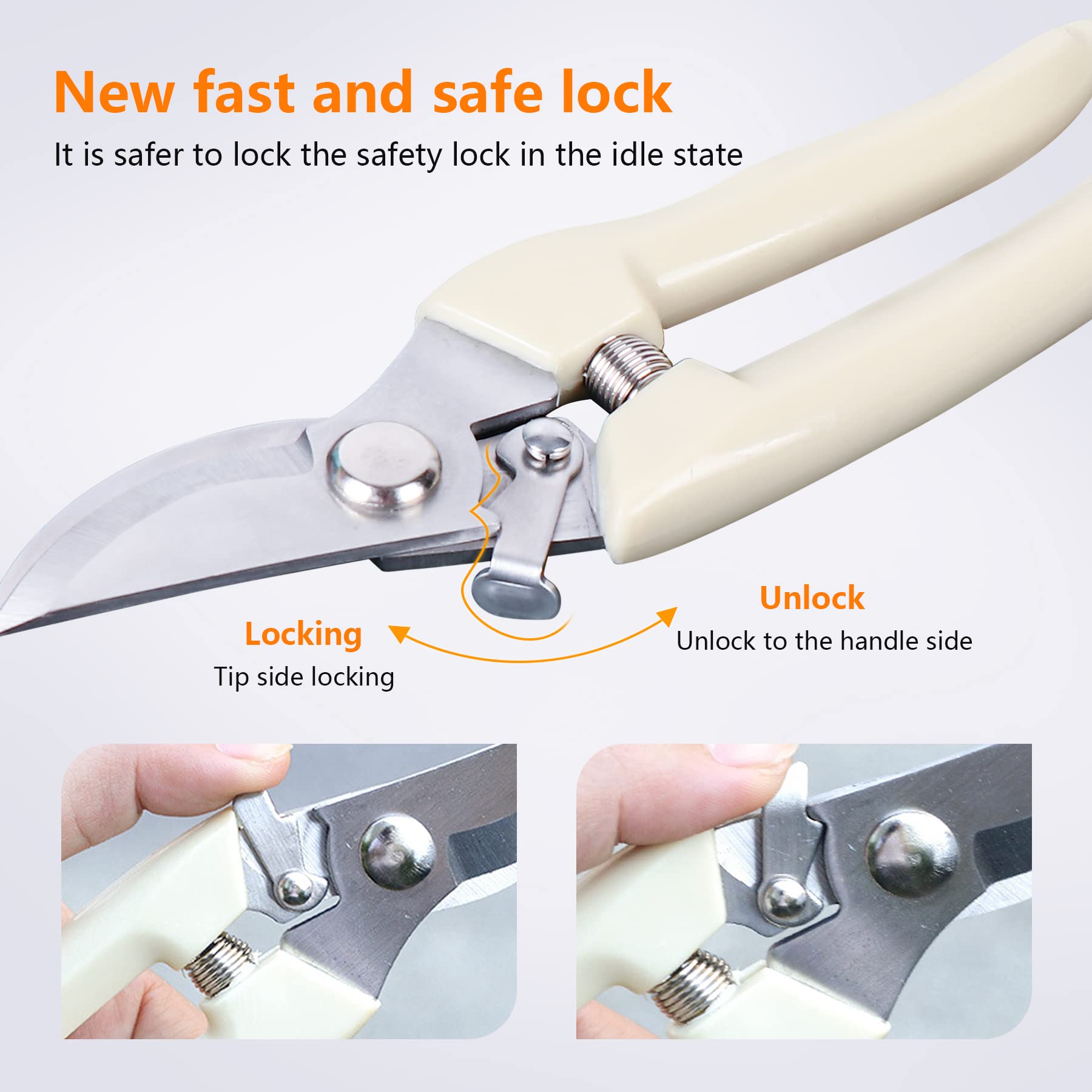 SoftSense precise pruning handles stems up to one inch in diameter.