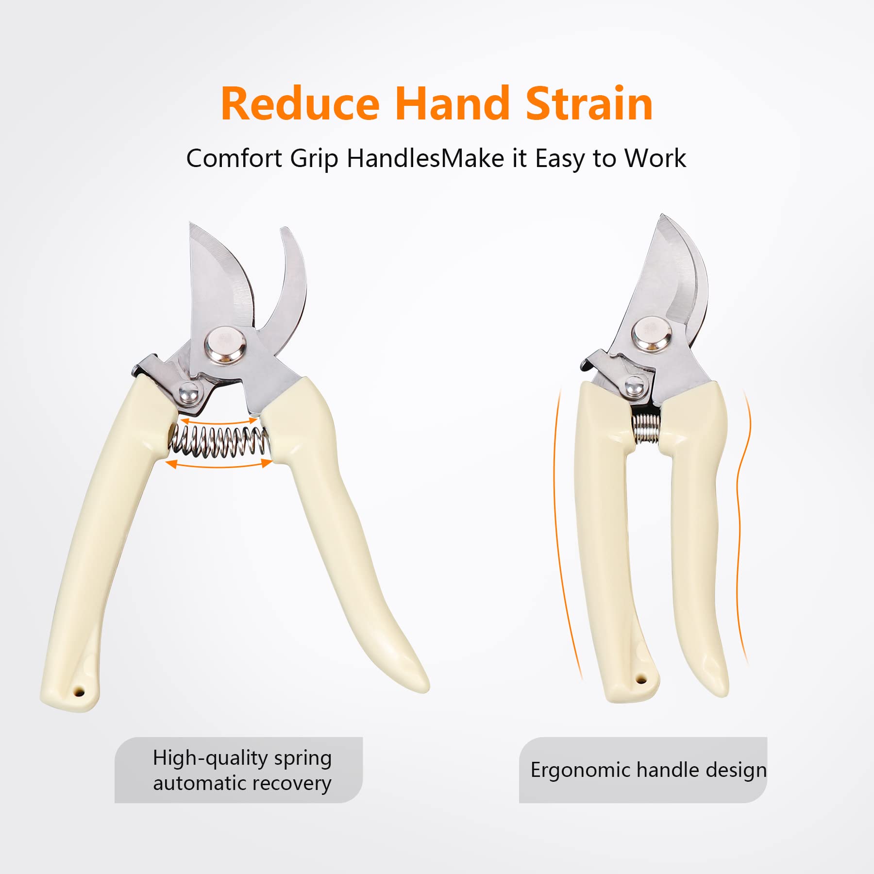 SoftSense rust-resistant handle with low-friction coating for smooth use.