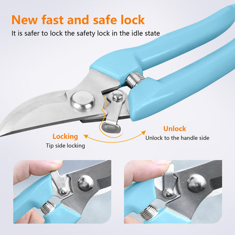 SoftSense stainless steel blade provides clean cuts on stems up to one inch