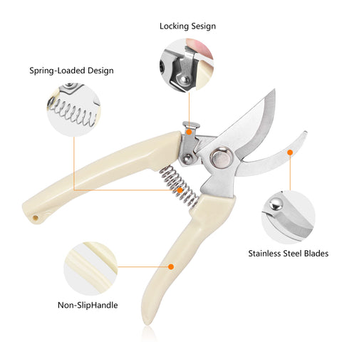 SoftSense stainless-steel blade close-up shows precise cuts for stems.