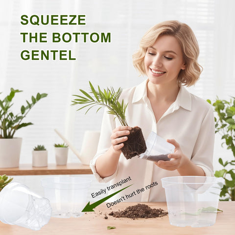 Softum clear 4-inch nursery pot with drainage for seedlings and succulents.