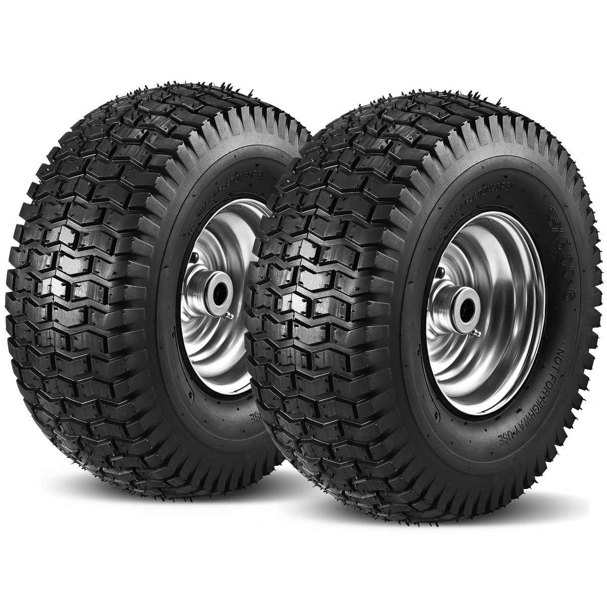 Soiiw 15x6-00-6 front tire with tube for John Deere and Craftsman mowers.