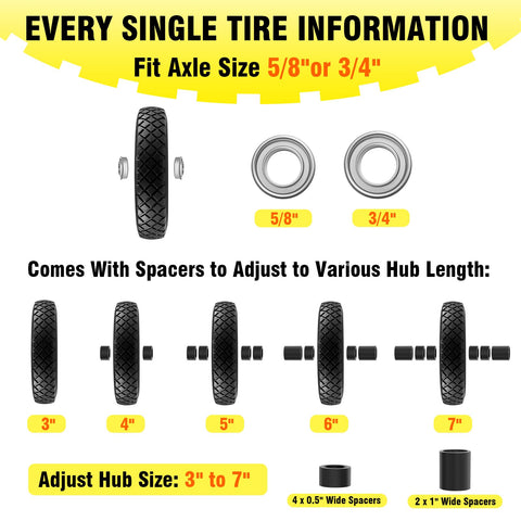 Soiiw solid wheelbarrow tire with universal hub for easy swaps.