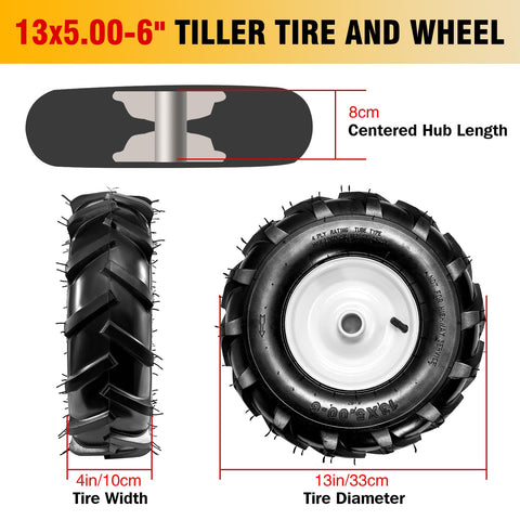 Soiiw tiller wheel with 1-inch hub, ready for simple mounting.