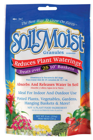 Soil Moist JCD-05SM 8-Oz granules packaging demonstrates water-release technology for healthier roots.