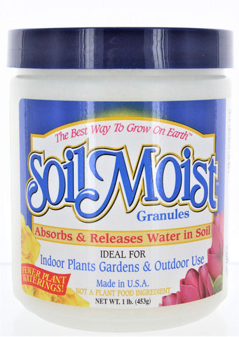 Soil Moist packaging label highlighting soil type and quick application