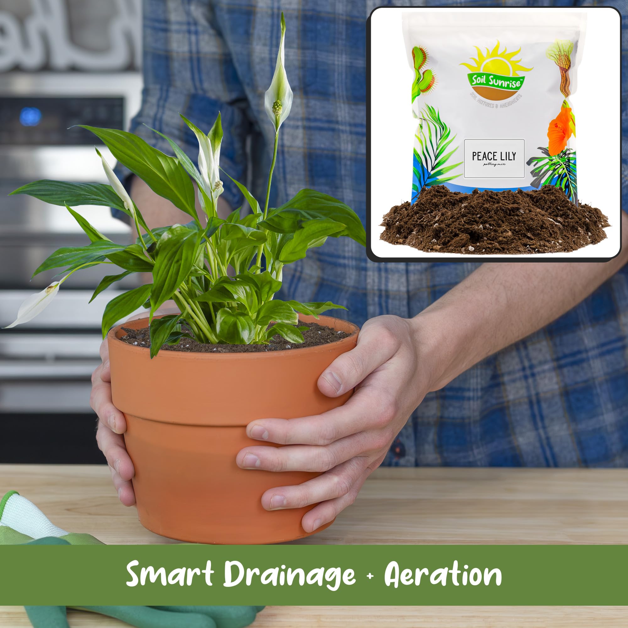 Soil Sunrise 12-quarts bag ideal for potting Peace Lilies.