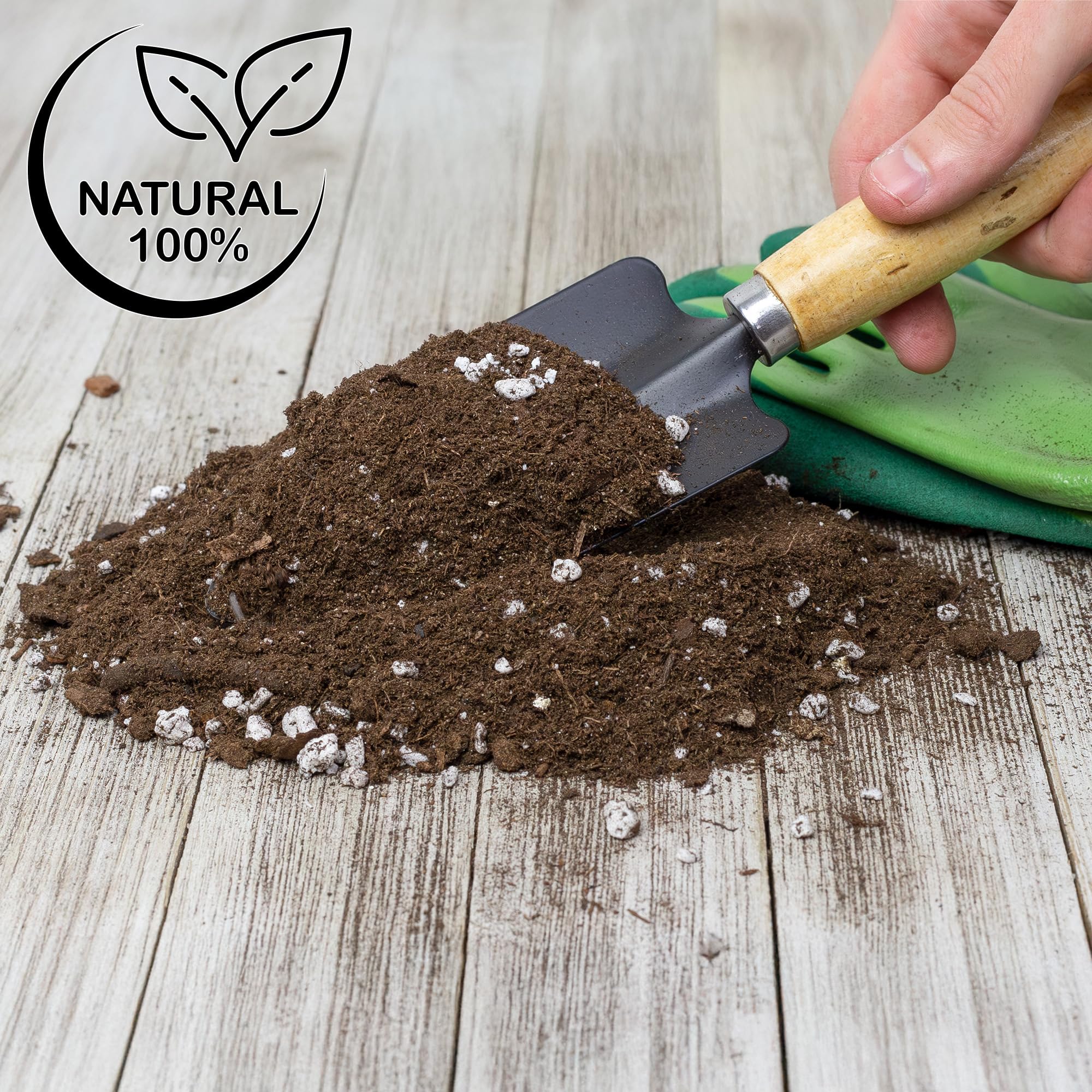 Soil Sunrise 8-quart bag label emphasizes natural ingredients and use guidance