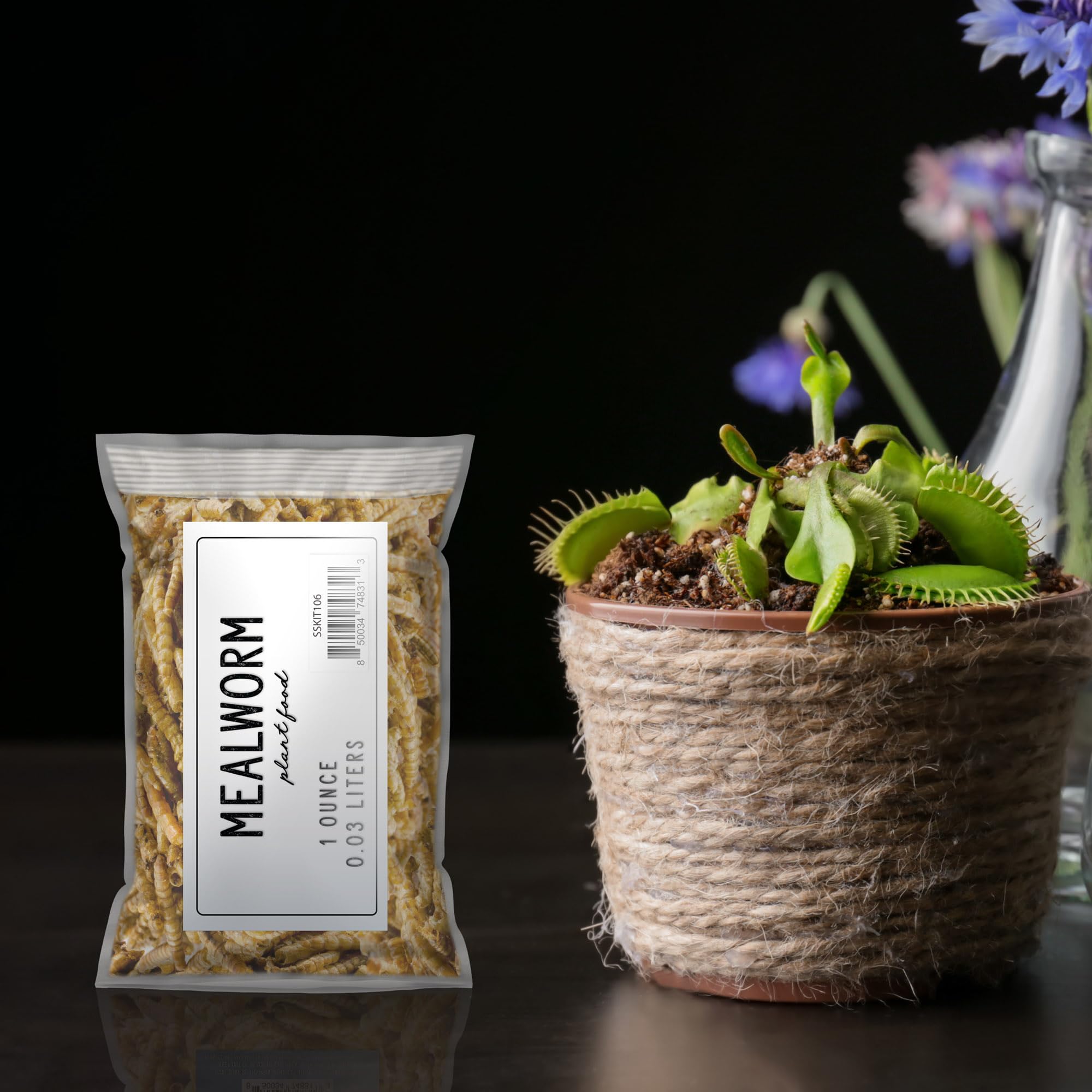 Soil Sunrise Freeze-dried Mealworms ready for pitcher plant feeding without live prey.