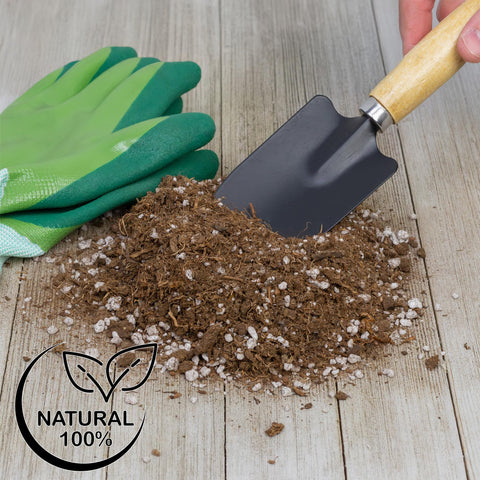 Close-up texture of Soil Sunrise potting soil suitable for two 4-inch pots