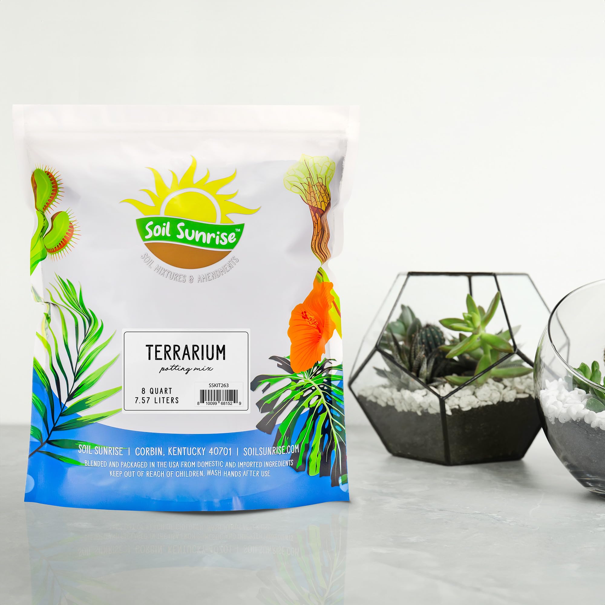 Soil Sunrise charcoal-in-mix shows filtration benefits for clean terrarium moisture management.