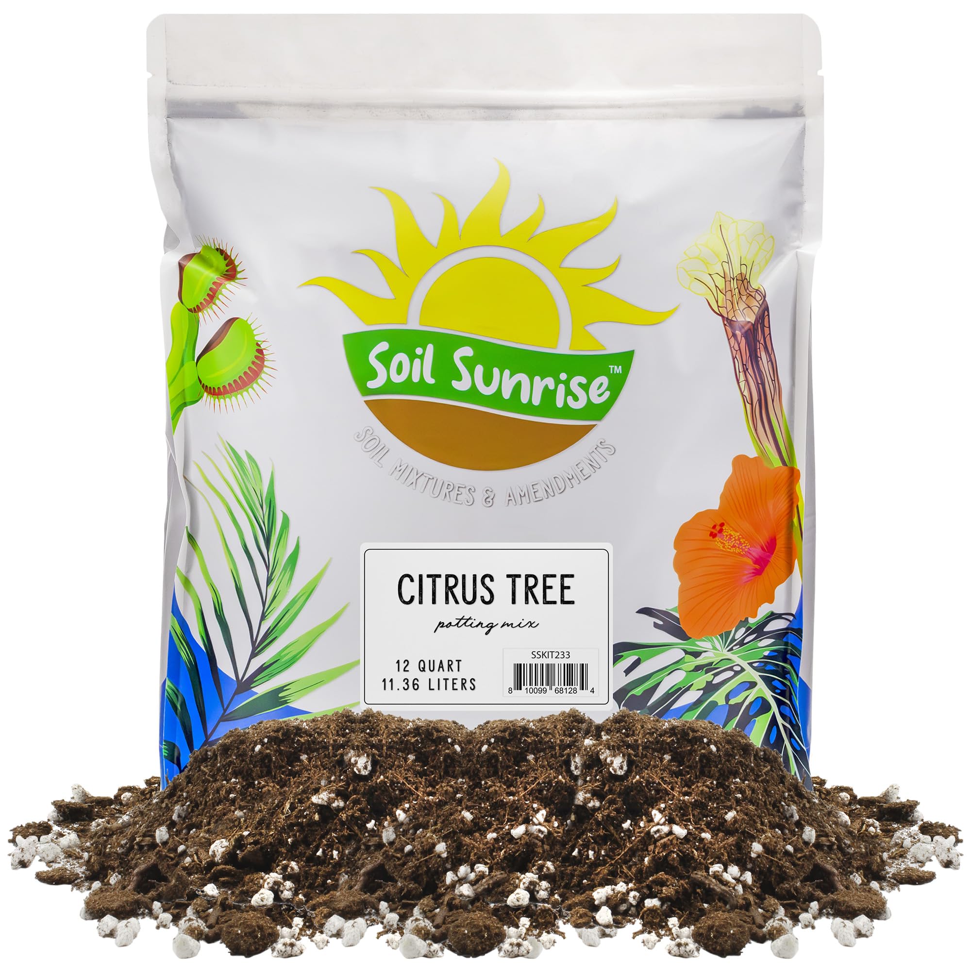 Soil Sunrise Citrus Tree Potting Soil Mix bag view for indoor citrus growth with balanced aeration
