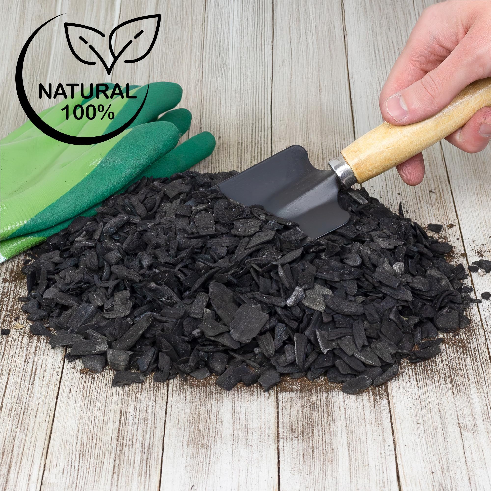 Soil Sunrise horticultural charcoal applied to a mix in a seedling tray